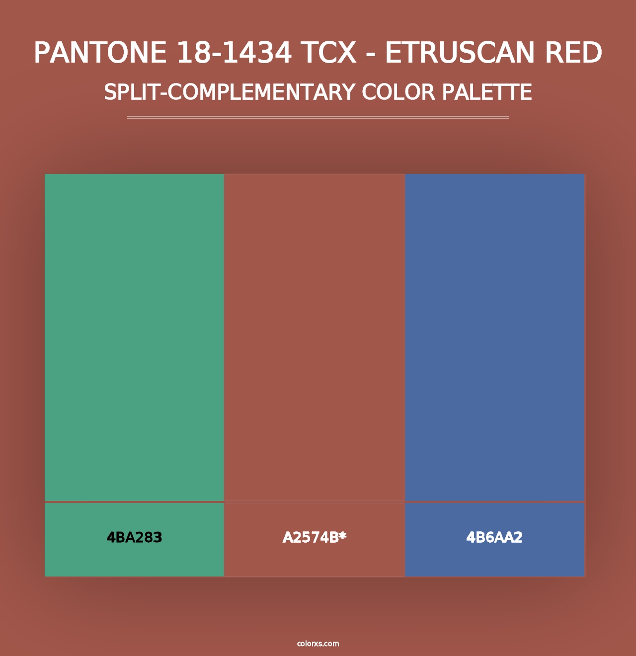 PANTONE 18-1434 TCX - Etruscan Red - Split-Complementary Color Palette