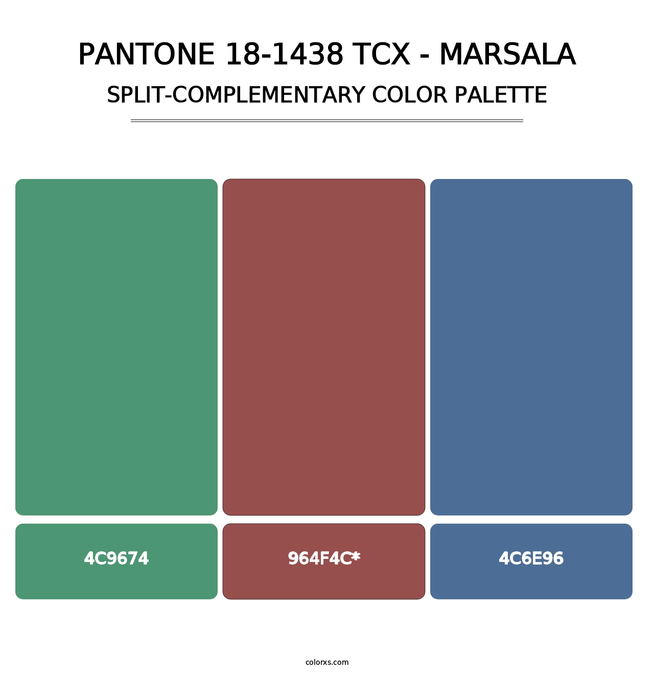 PANTONE 18-1438 TCX - Marsala - Split-Complementary Color Palette