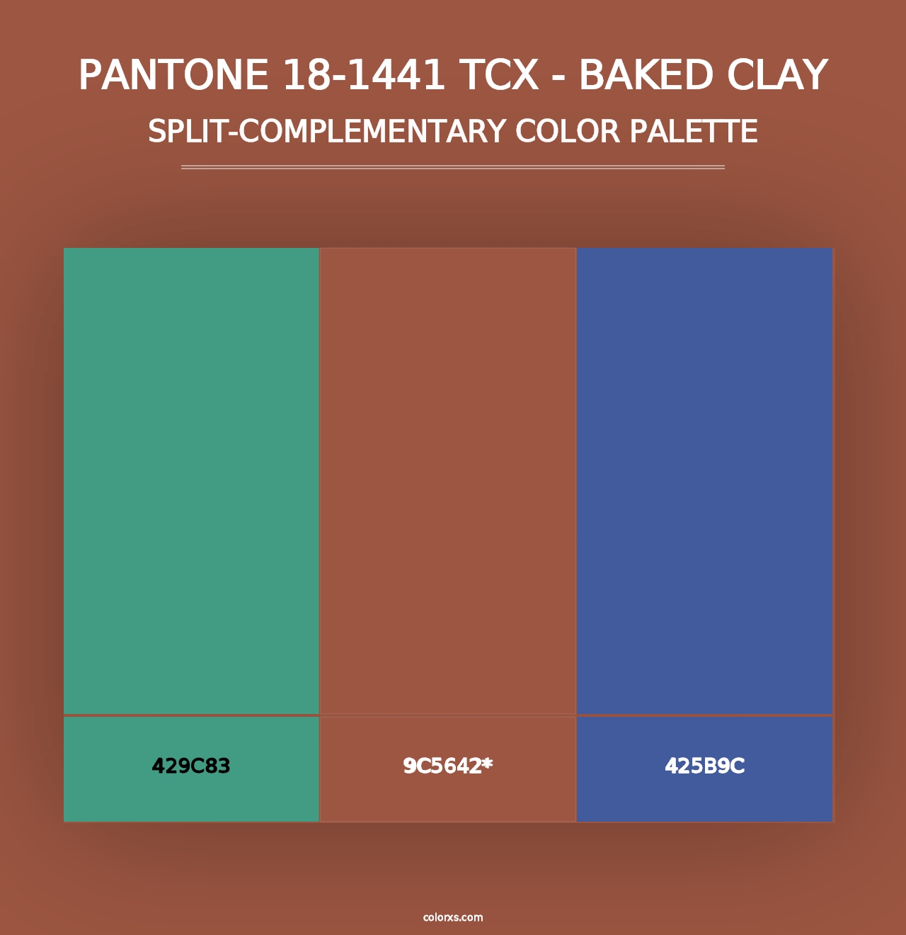 PANTONE 18-1441 TCX - Baked Clay - Split-Complementary Color Palette