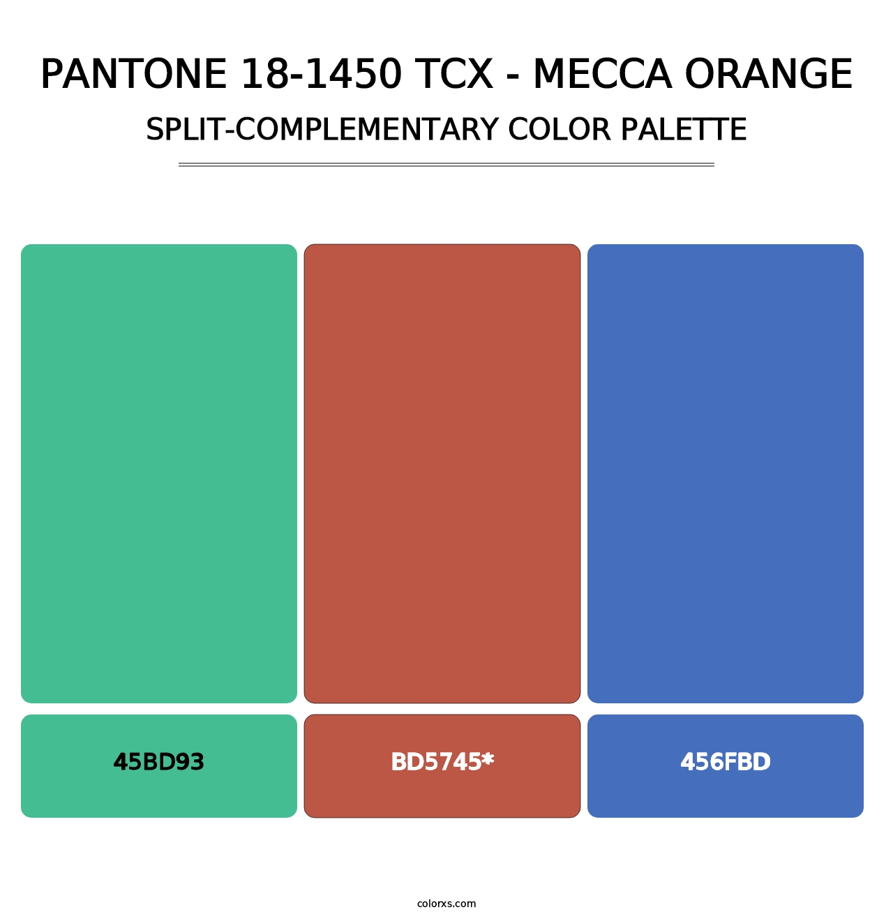 PANTONE 18-1450 TCX - Mecca Orange - Split-Complementary Color Palette