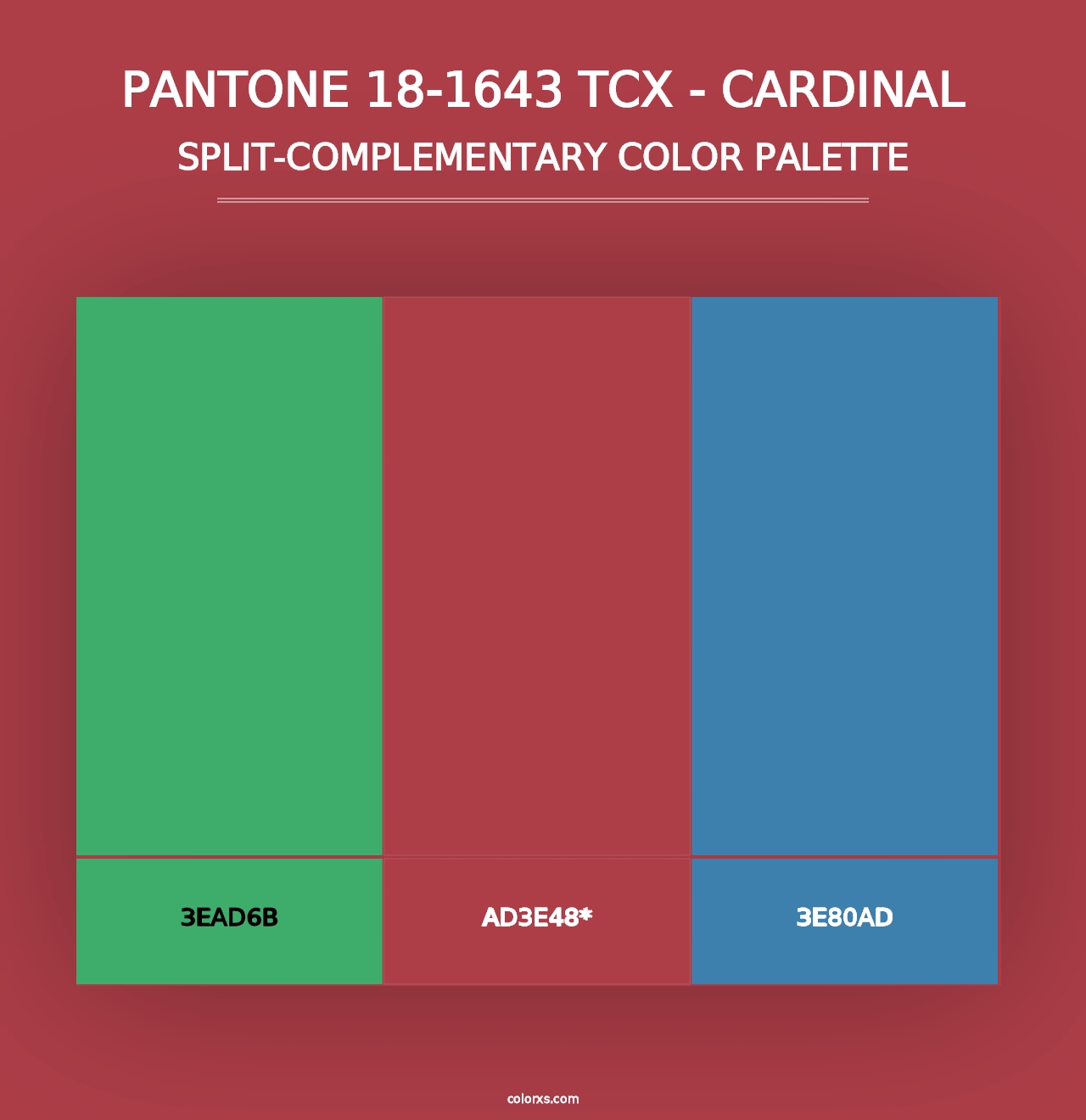 PANTONE 18-1643 TCX - Cardinal - Split-Complementary Color Palette