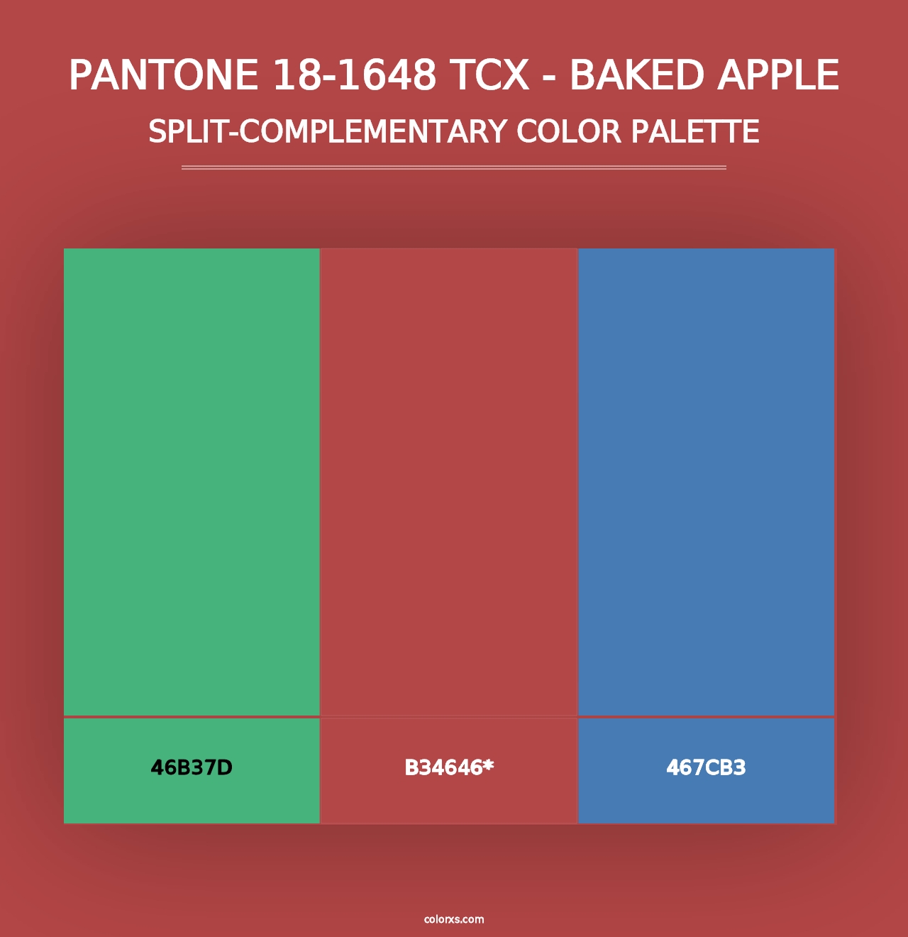 PANTONE 18-1648 TCX - Baked Apple - Split-Complementary Color Palette