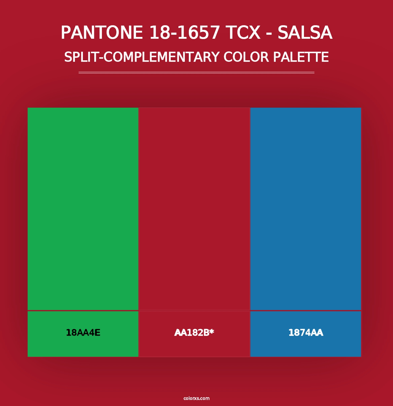 PANTONE 18-1657 TCX - Salsa - Split-Complementary Color Palette