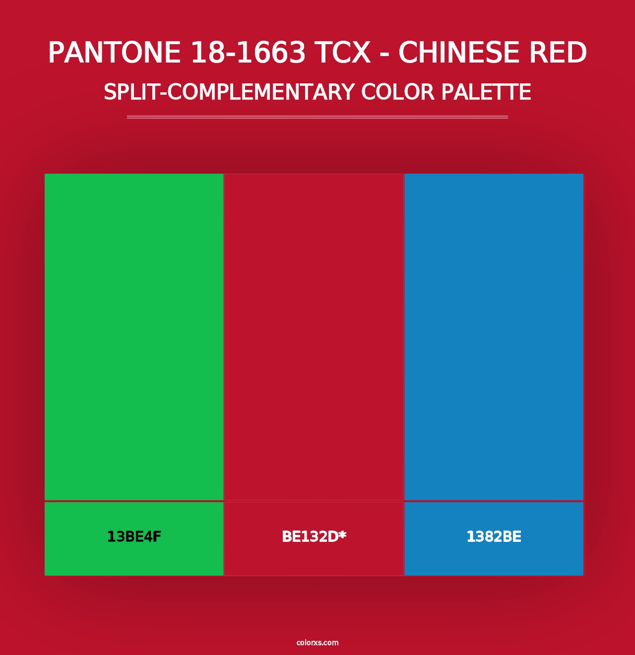 PANTONE 18-1663 TCX - Chinese Red - Split-Complementary Color Palette