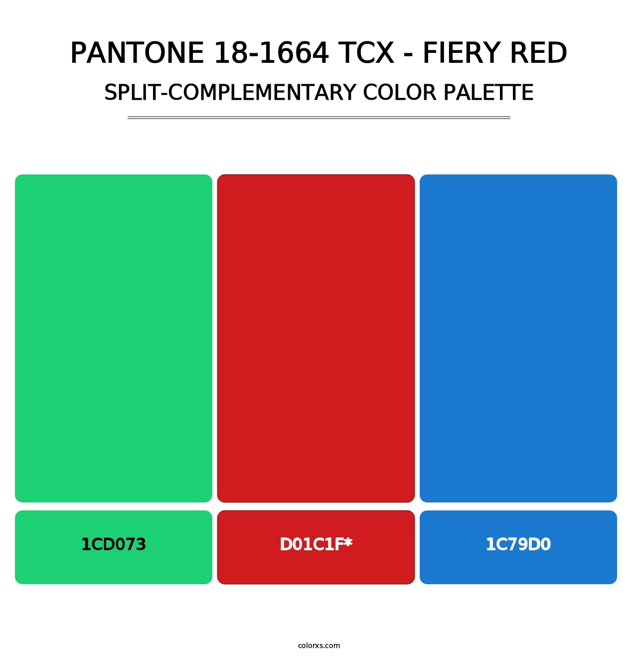 PANTONE 18-1664 TCX - Fiery Red - Split-Complementary Color Palette