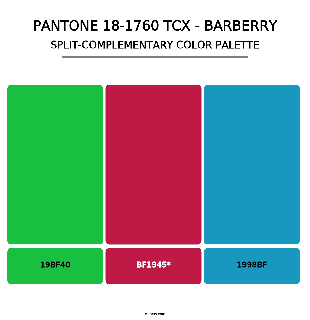 PANTONE 18-1760 TCX - Barberry - Split-Complementary Color Palette