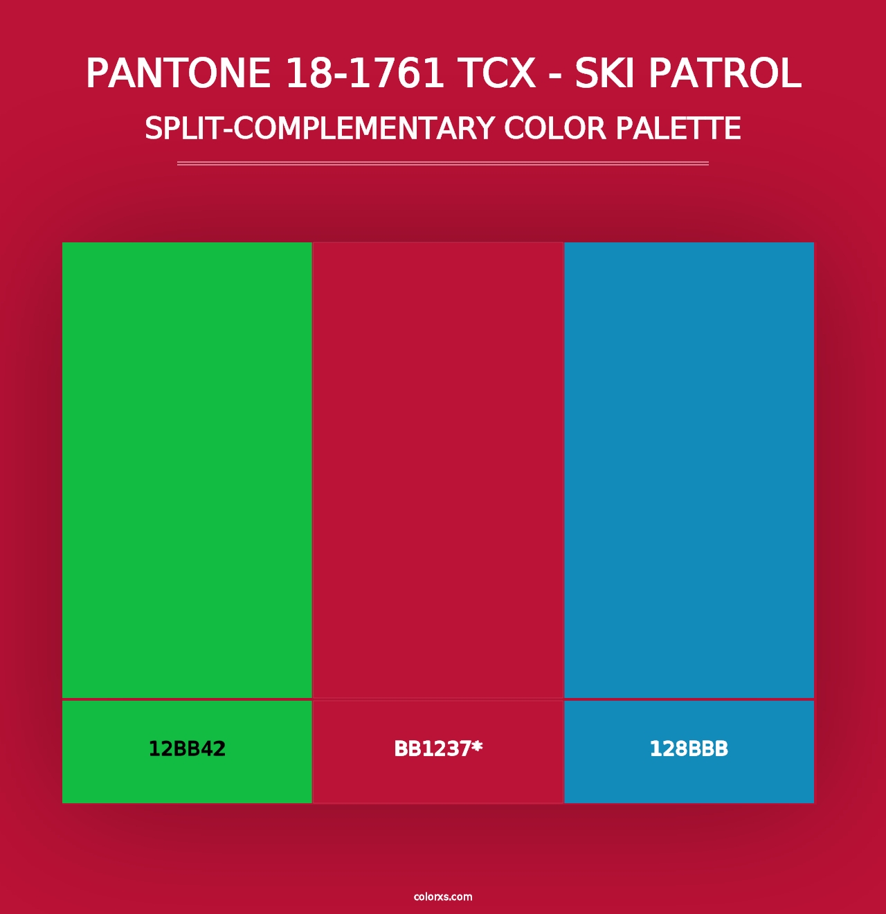 PANTONE 18-1761 TCX - Ski Patrol - Split-Complementary Color Palette