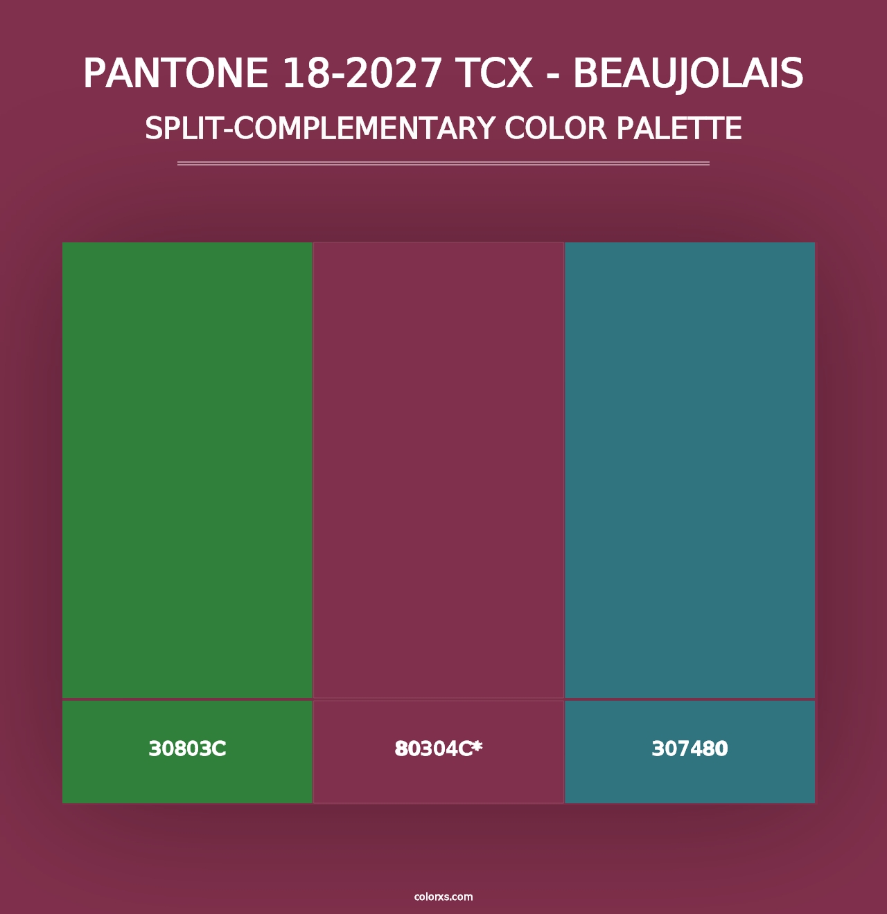 PANTONE 18-2027 TCX - Beaujolais - Split-Complementary Color Palette