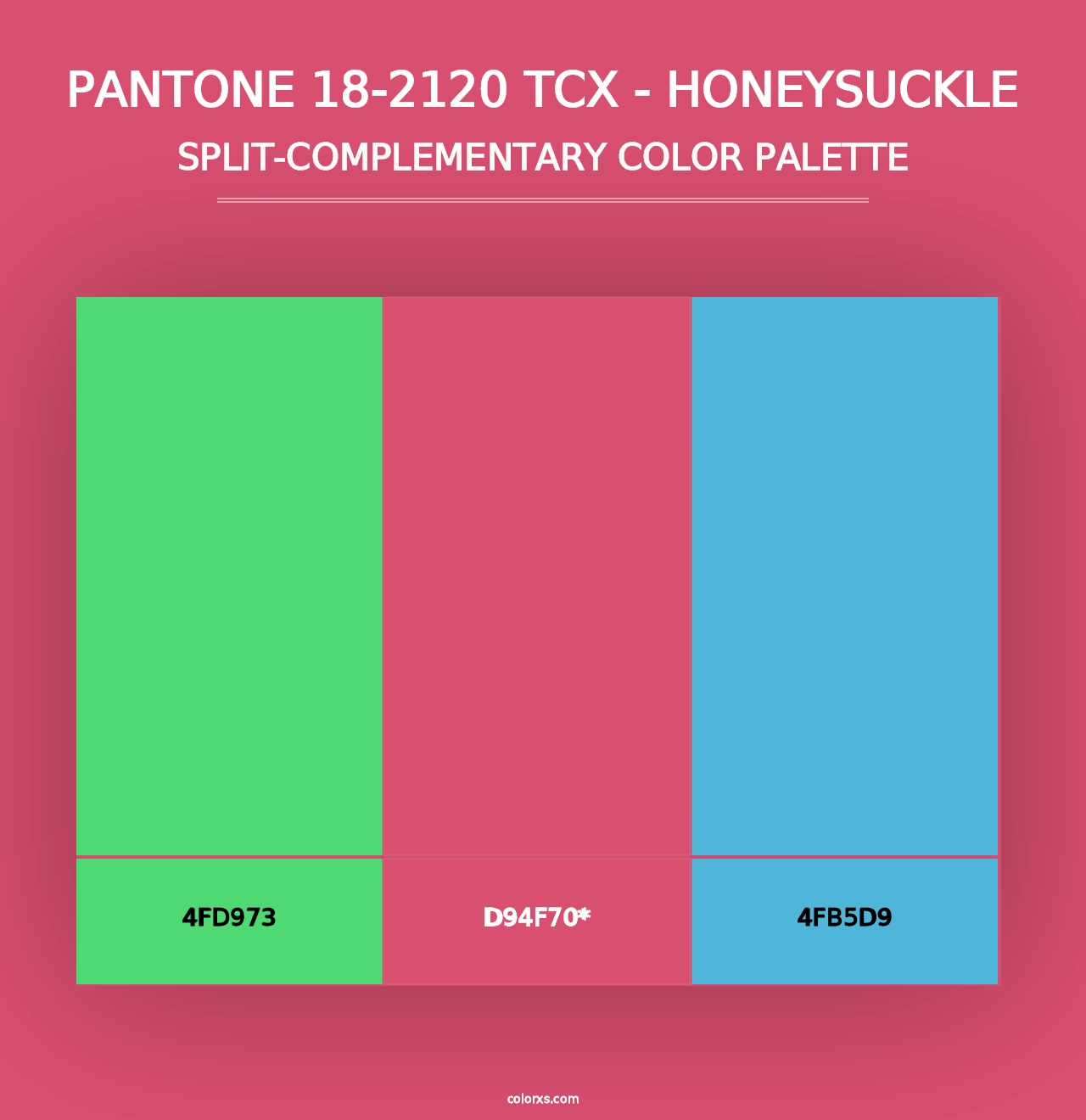 PANTONE 18-2120 TCX - Honeysuckle - Split-Complementary Color Palette