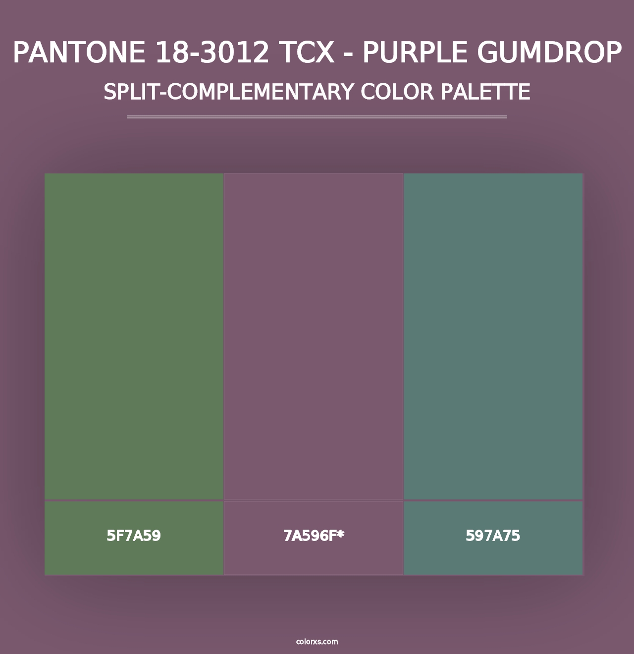 PANTONE 18-3012 TCX - Purple Gumdrop - Split-Complementary Color Palette