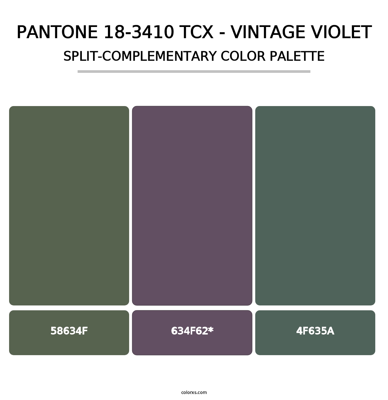 PANTONE 18-3410 TCX - Vintage Violet - Split-Complementary Color Palette