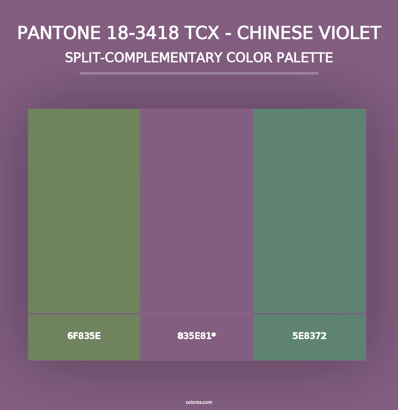 PANTONE 18-3418 TCX - Chinese Violet - Split-Complementary Color Palette