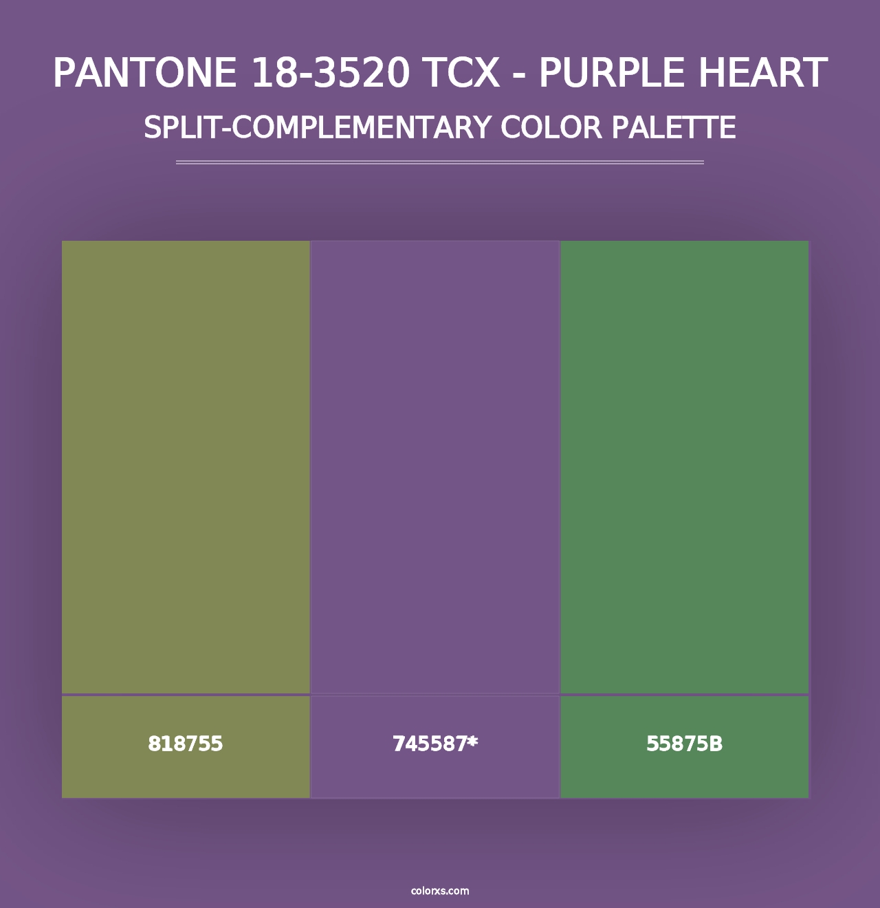 PANTONE 18-3520 TCX - Purple Heart - Split-Complementary Color Palette