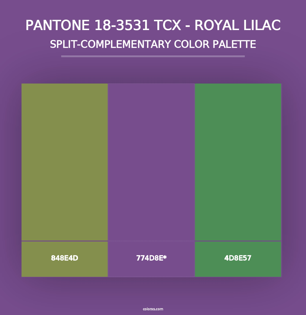 PANTONE 18-3531 TCX - Royal Lilac - Split-Complementary Color Palette