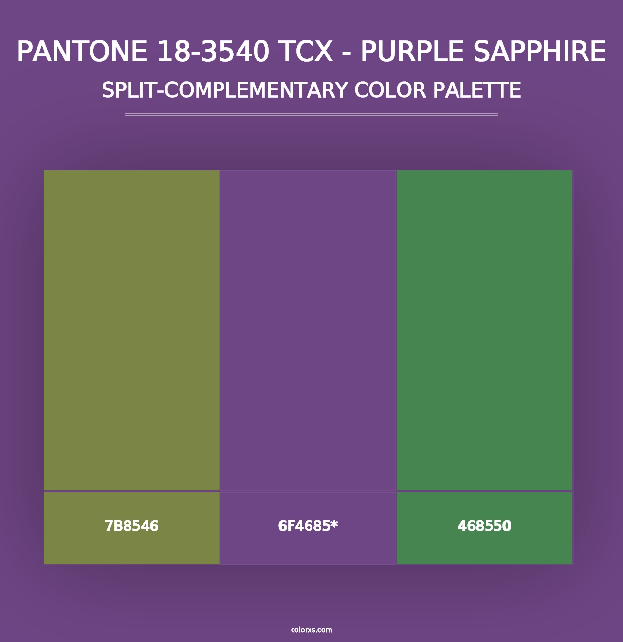 PANTONE 18-3540 TCX - Purple Sapphire - Split-Complementary Color Palette