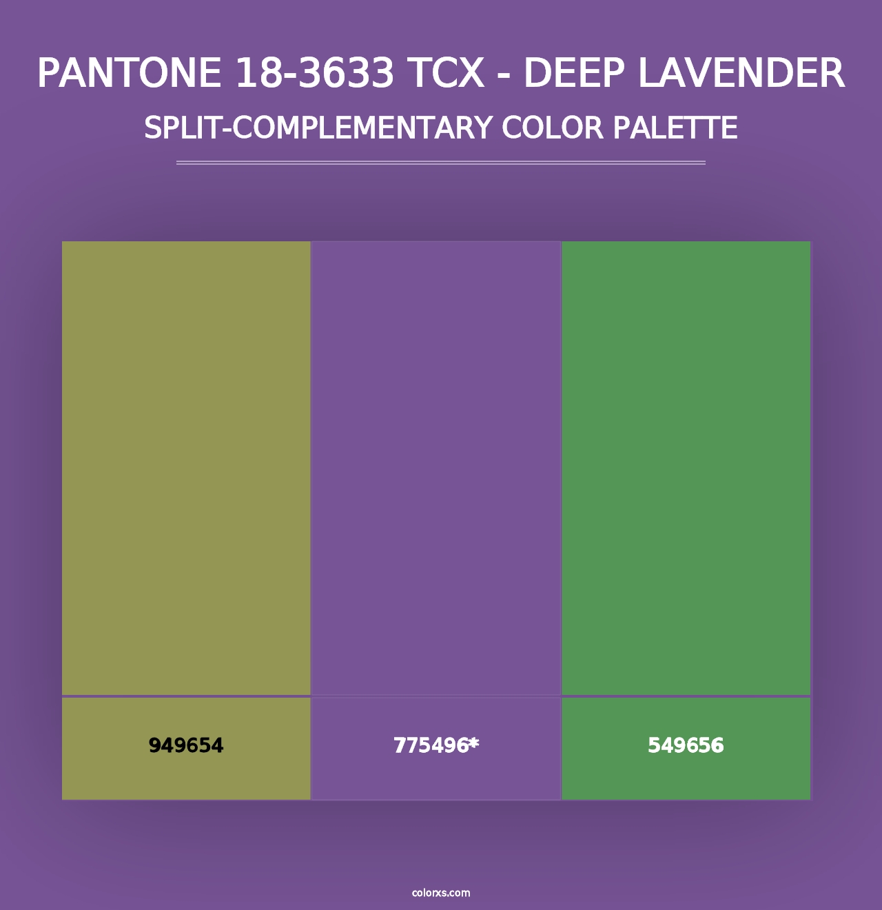 PANTONE 18-3633 TCX - Deep Lavender - Split-Complementary Color Palette