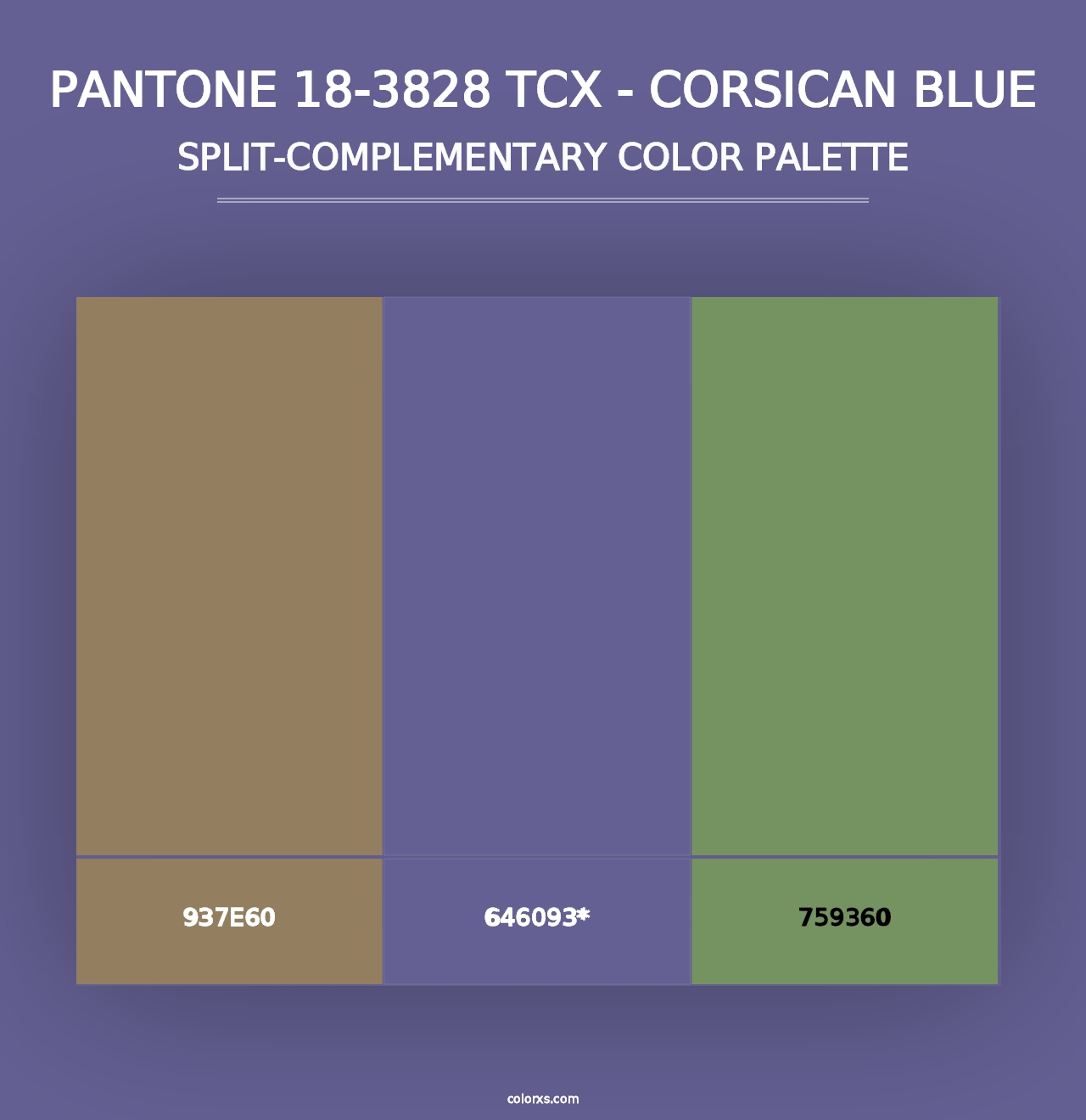 PANTONE 18-3828 TCX - Corsican Blue - Split-Complementary Color Palette