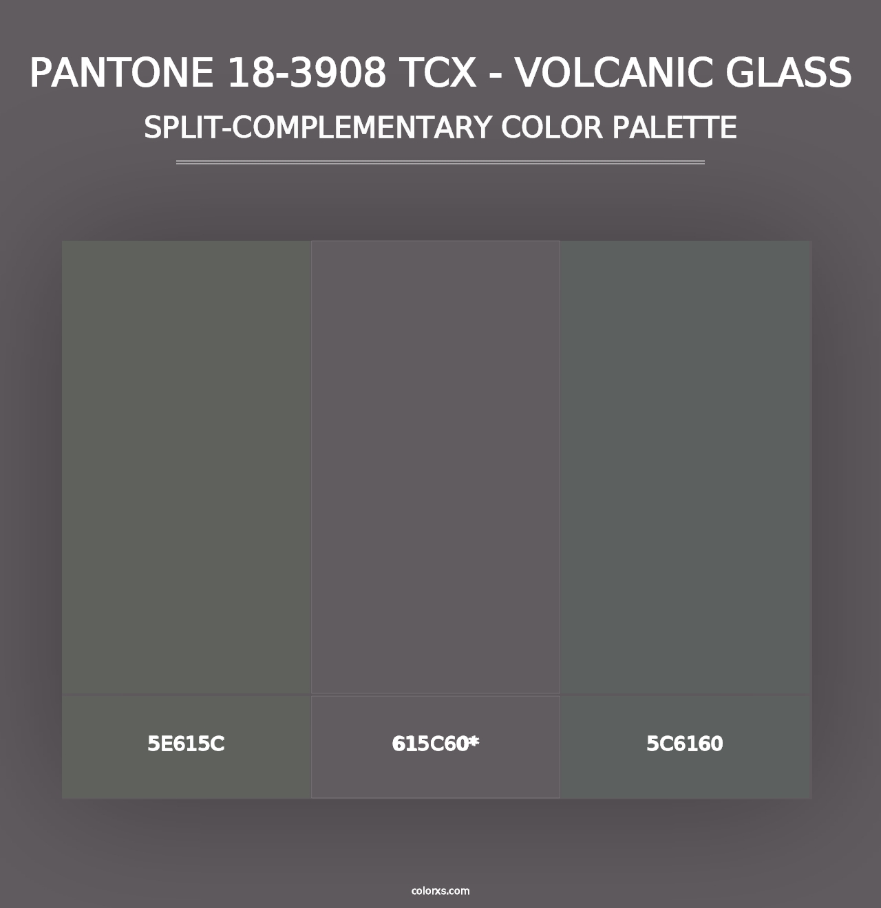 PANTONE 18-3908 TCX - Volcanic Glass - Split-Complementary Color Palette