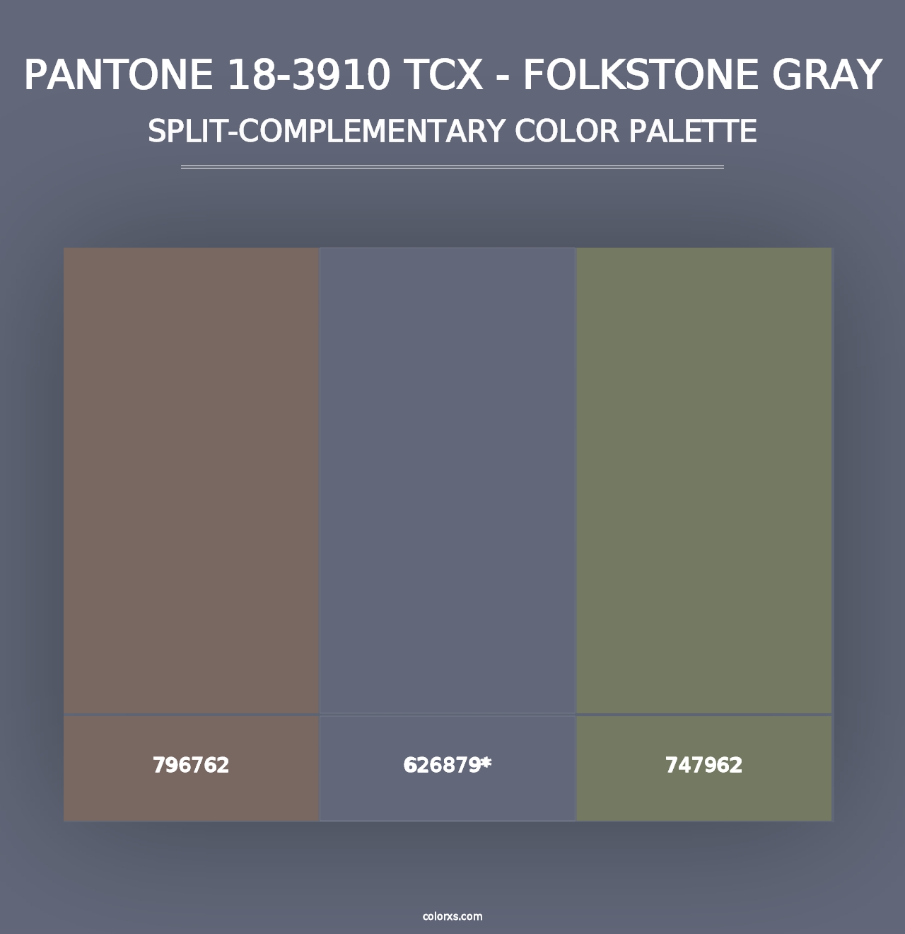 PANTONE 18-3910 TCX - Folkstone Gray - Split-Complementary Color Palette