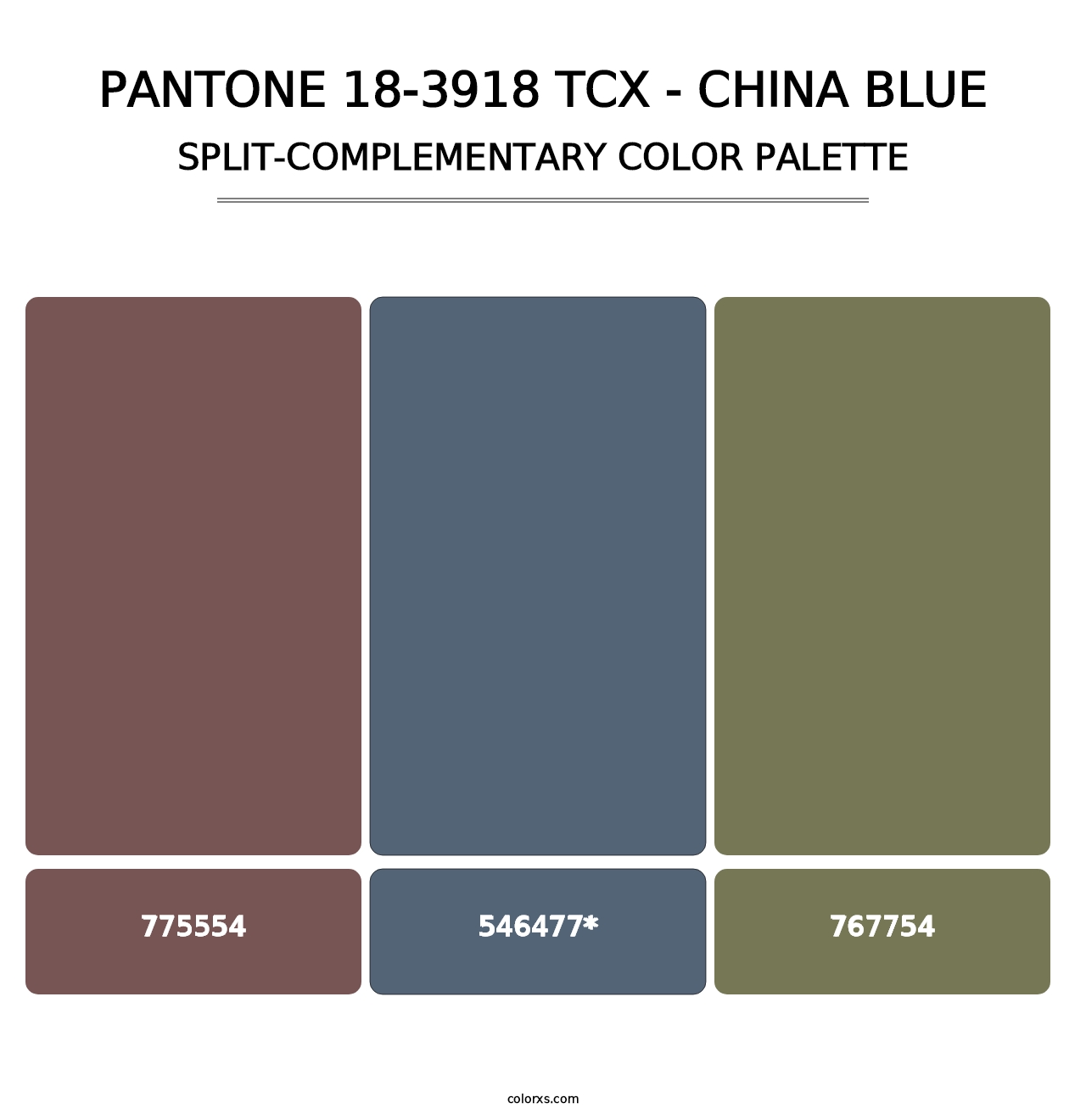 PANTONE 18-3918 TCX - China Blue - Split-Complementary Color Palette