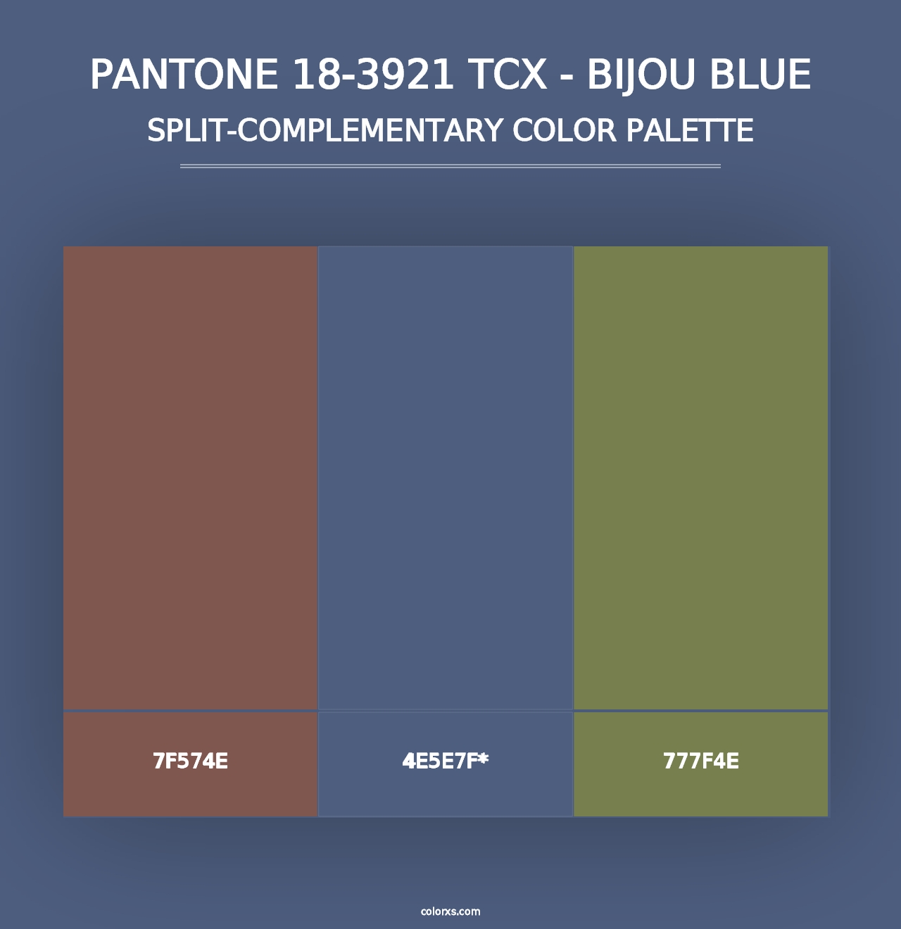 PANTONE 18-3921 TCX - Bijou Blue - Split-Complementary Color Palette