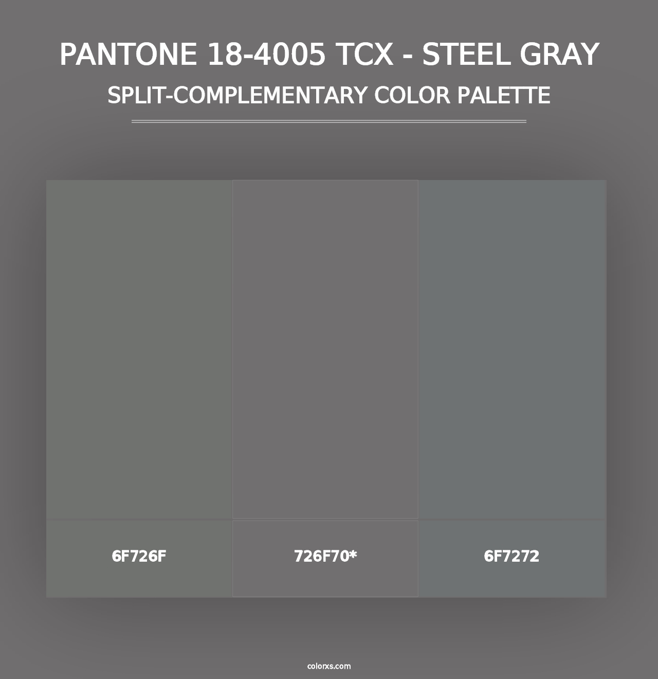 PANTONE 18-4005 TCX - Steel Gray - Split-Complementary Color Palette