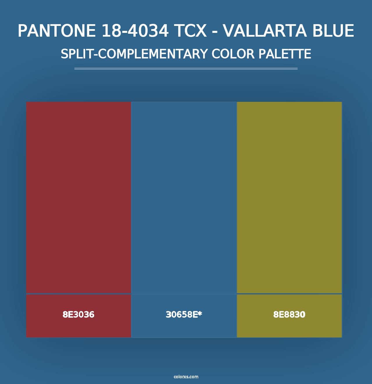 PANTONE 18-4034 TCX - Vallarta Blue - Split-Complementary Color Palette