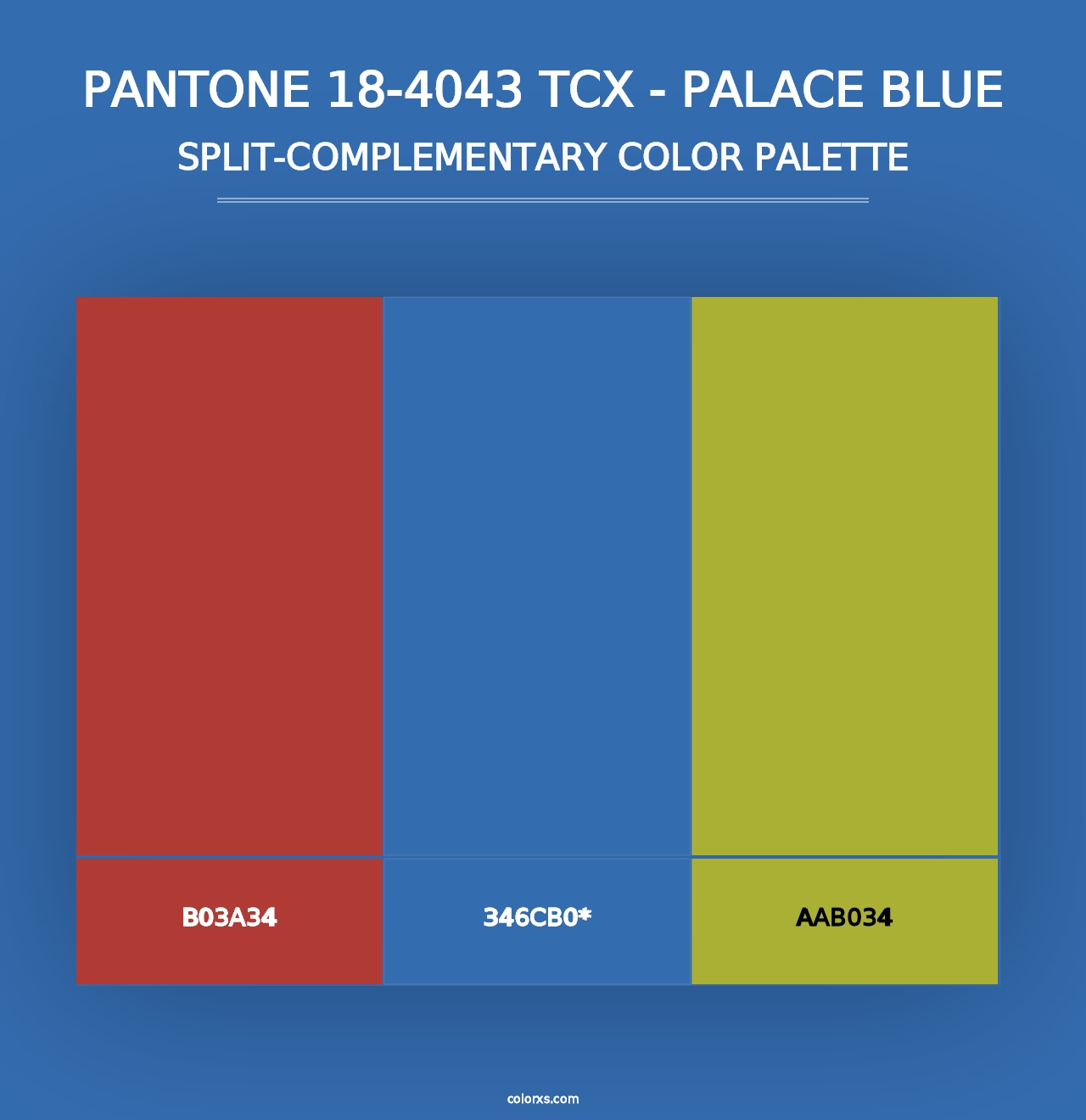 PANTONE 18-4043 TCX - Palace Blue - Split-Complementary Color Palette