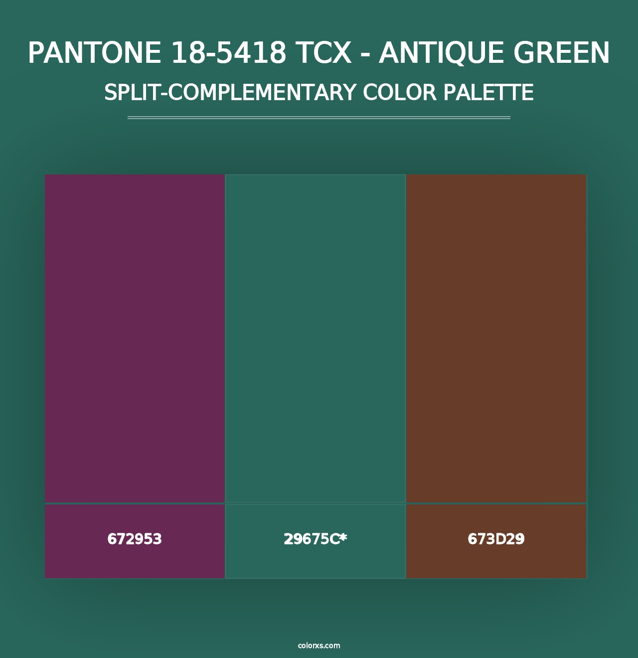 PANTONE 18-5418 TCX - Antique Green - Split-Complementary Color Palette