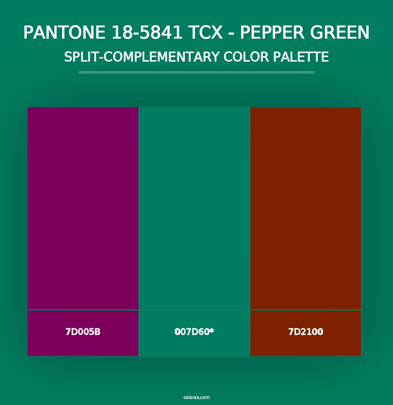 PANTONE 18-5841 TCX - Pepper Green - Split-Complementary Color Palette