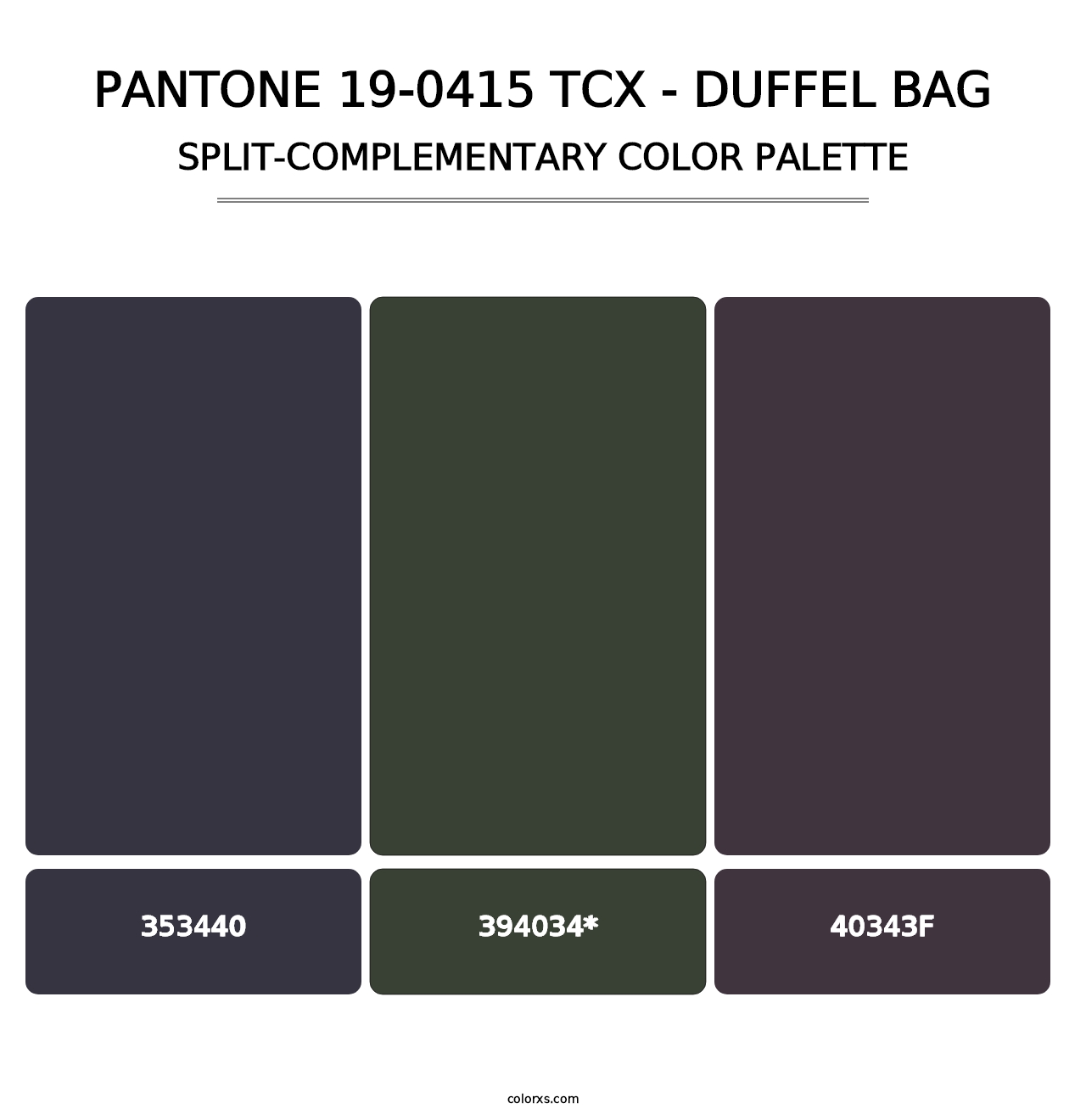 PANTONE 19-0415 TCX - Duffel Bag - Split-Complementary Color Palette