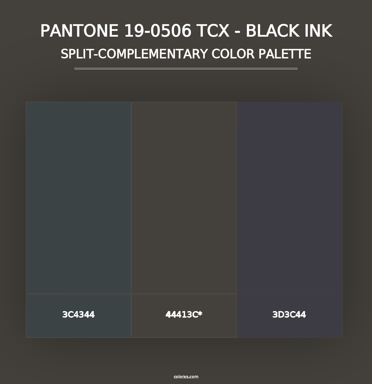 PANTONE 19-0506 TCX - Black Ink - Split-Complementary Color Palette