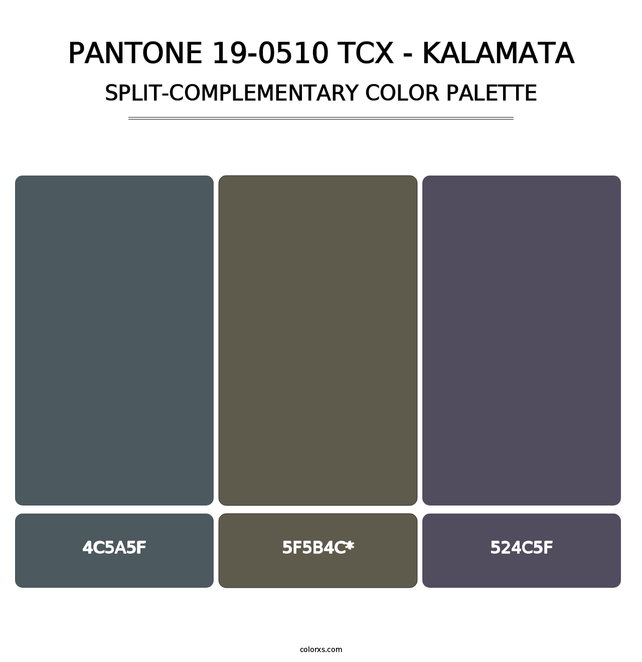 PANTONE 19-0510 TCX - Kalamata - Split-Complementary Color Palette