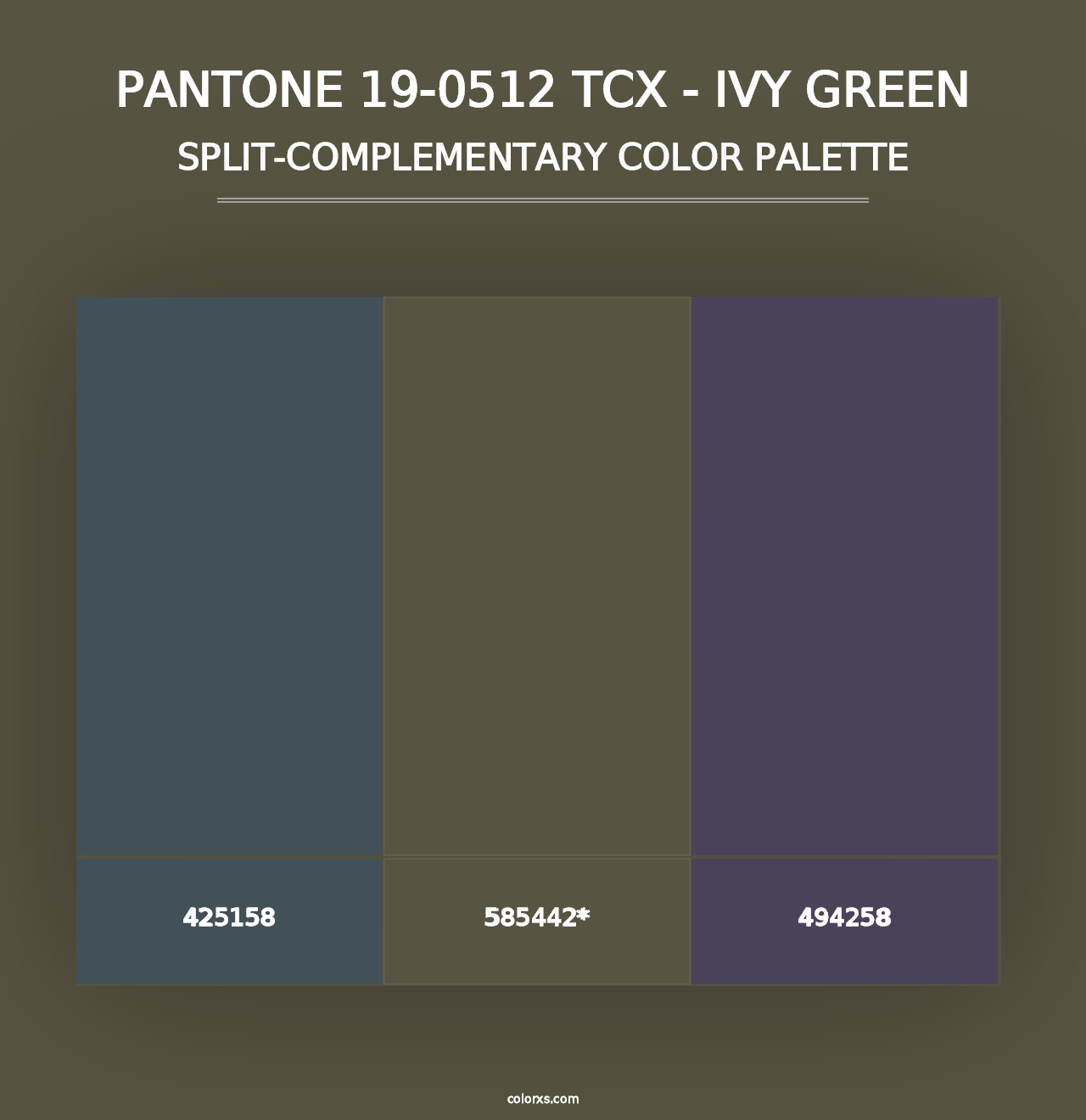 PANTONE 19-0512 TCX - Ivy Green - Split-Complementary Color Palette