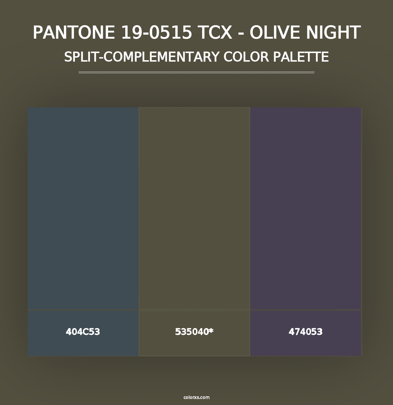 PANTONE 19-0515 TCX - Olive Night - Split-Complementary Color Palette