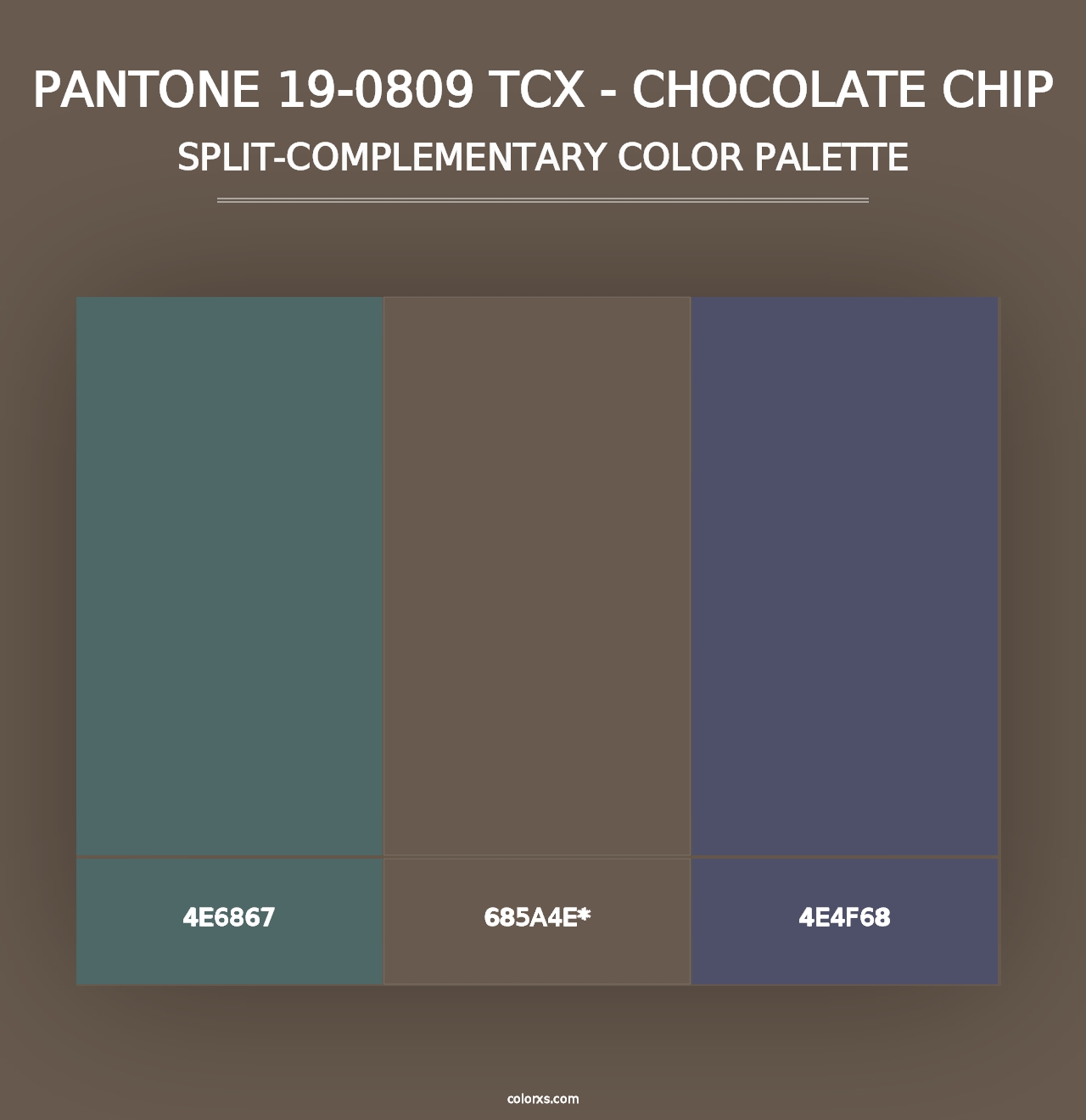 PANTONE 19-0809 TCX - Chocolate Chip - Split-Complementary Color Palette