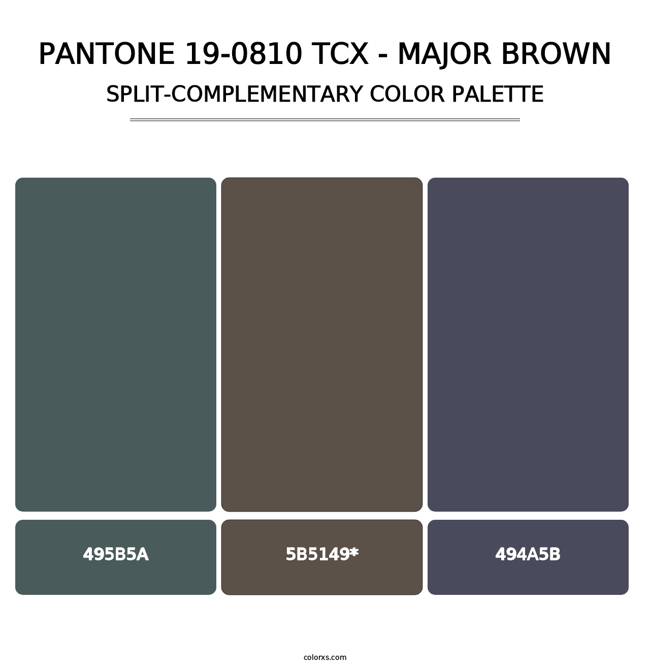 PANTONE 19-0810 TCX - Major Brown - Split-Complementary Color Palette