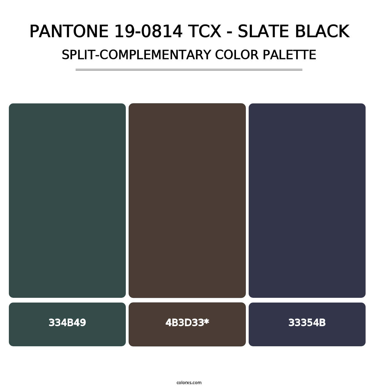 PANTONE 19-0814 TCX - Slate Black - Split-Complementary Color Palette