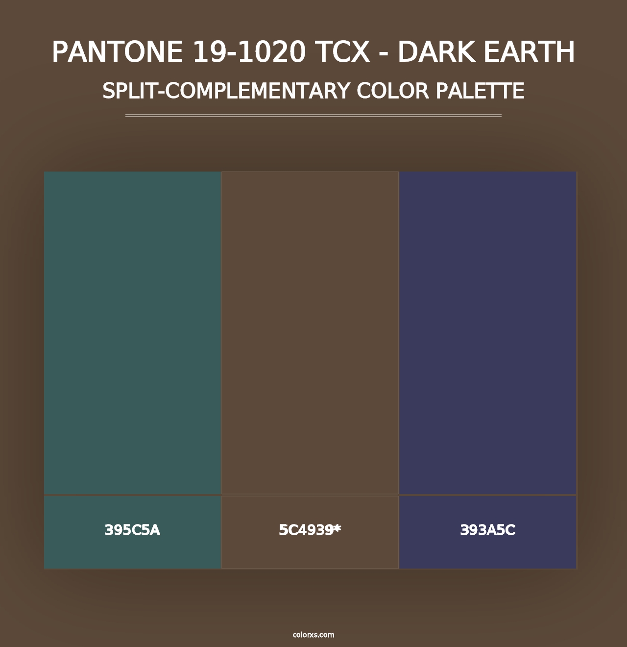 PANTONE 19-1020 TCX - Dark Earth - Split-Complementary Color Palette