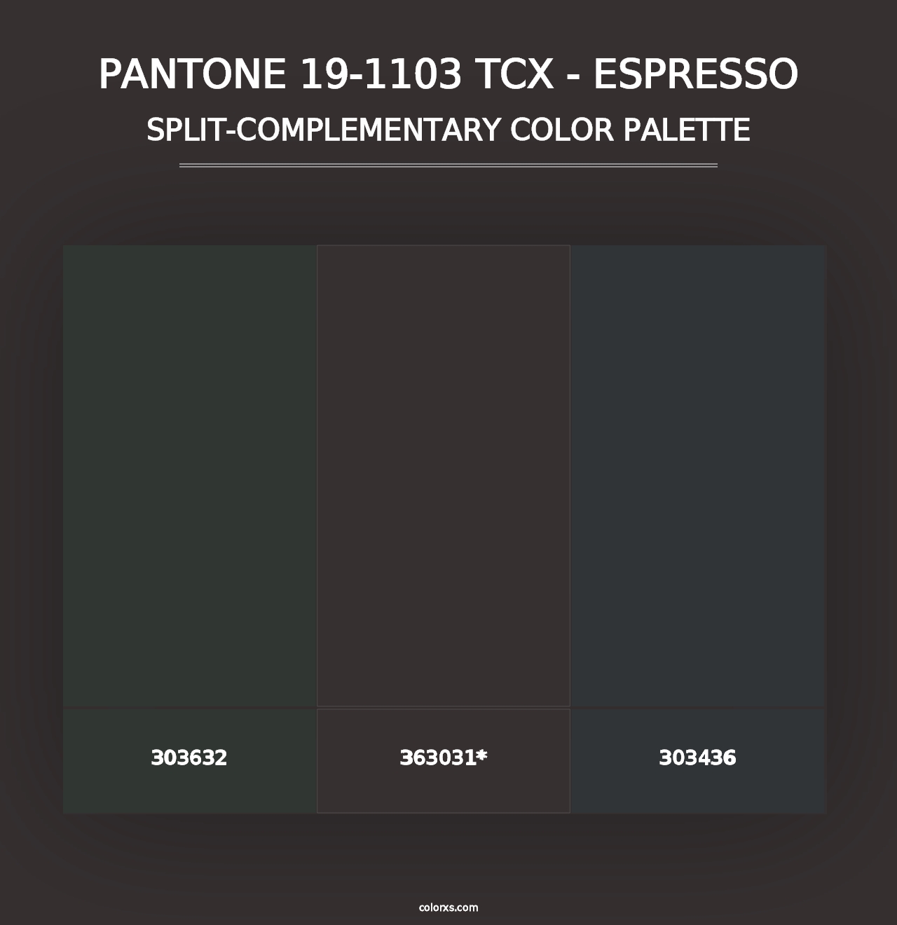 PANTONE 19-1103 TCX - Espresso - Split-Complementary Color Palette