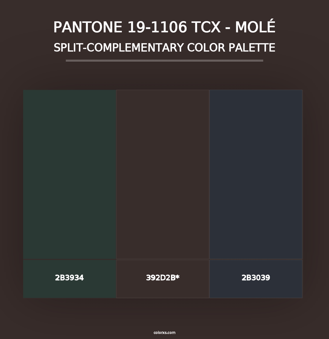 PANTONE 19-1106 TCX - Molé - Split-Complementary Color Palette