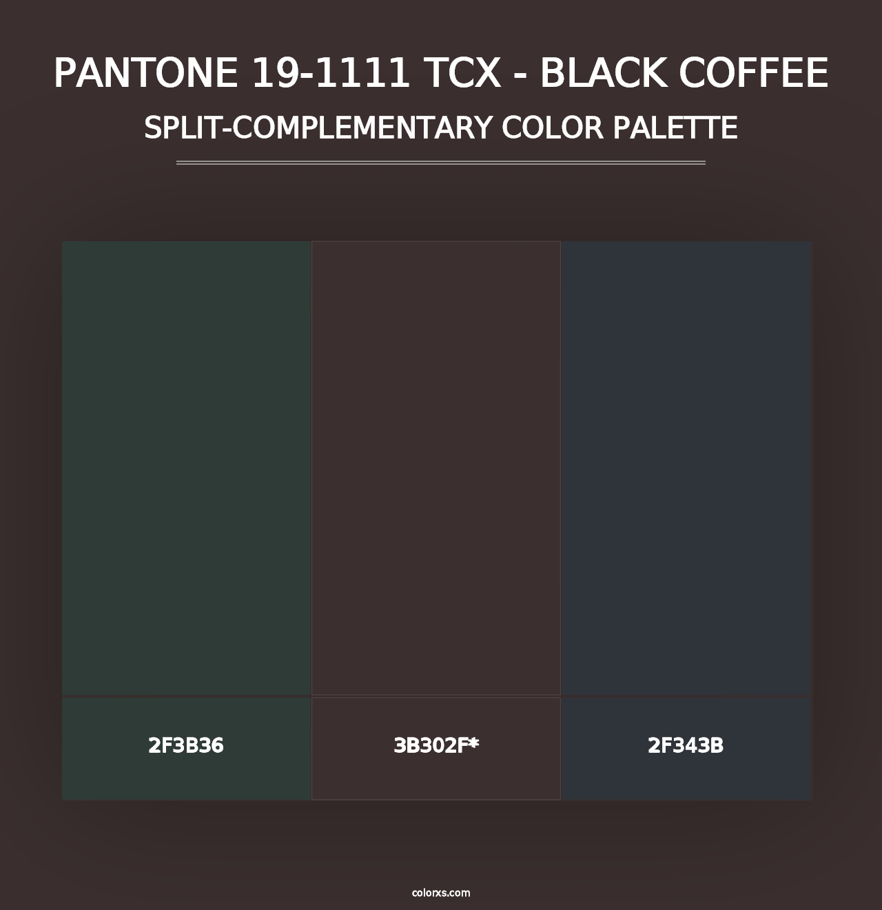 PANTONE 19-1111 TCX - Black Coffee - Split-Complementary Color Palette