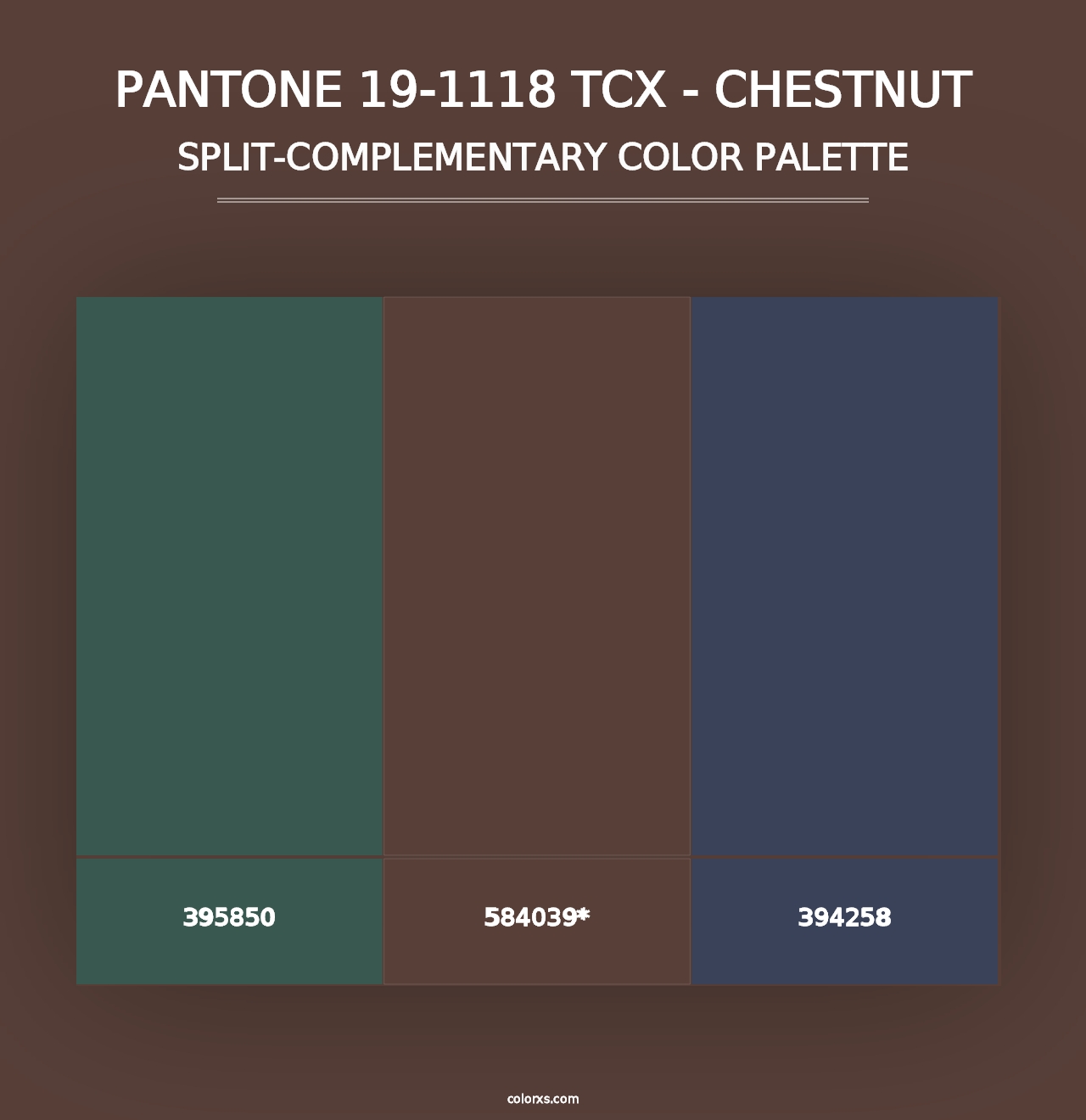 PANTONE 19-1118 TCX - Chestnut - Split-Complementary Color Palette