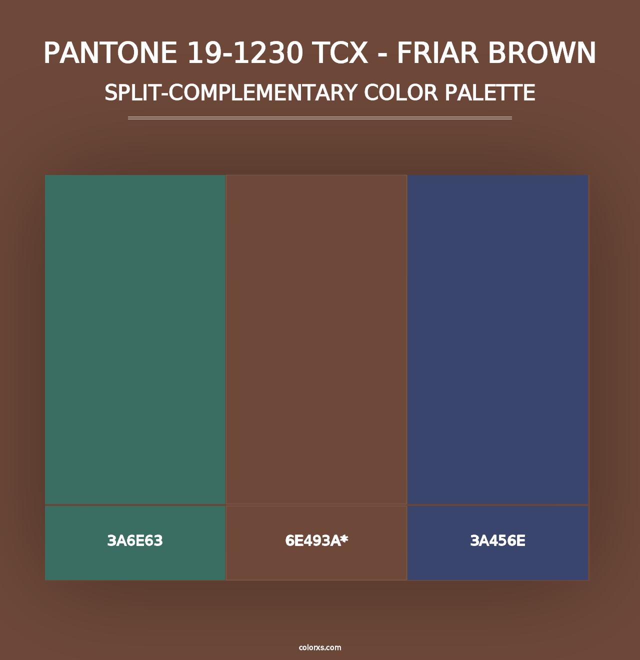 PANTONE 19-1230 TCX - Friar Brown - Split-Complementary Color Palette