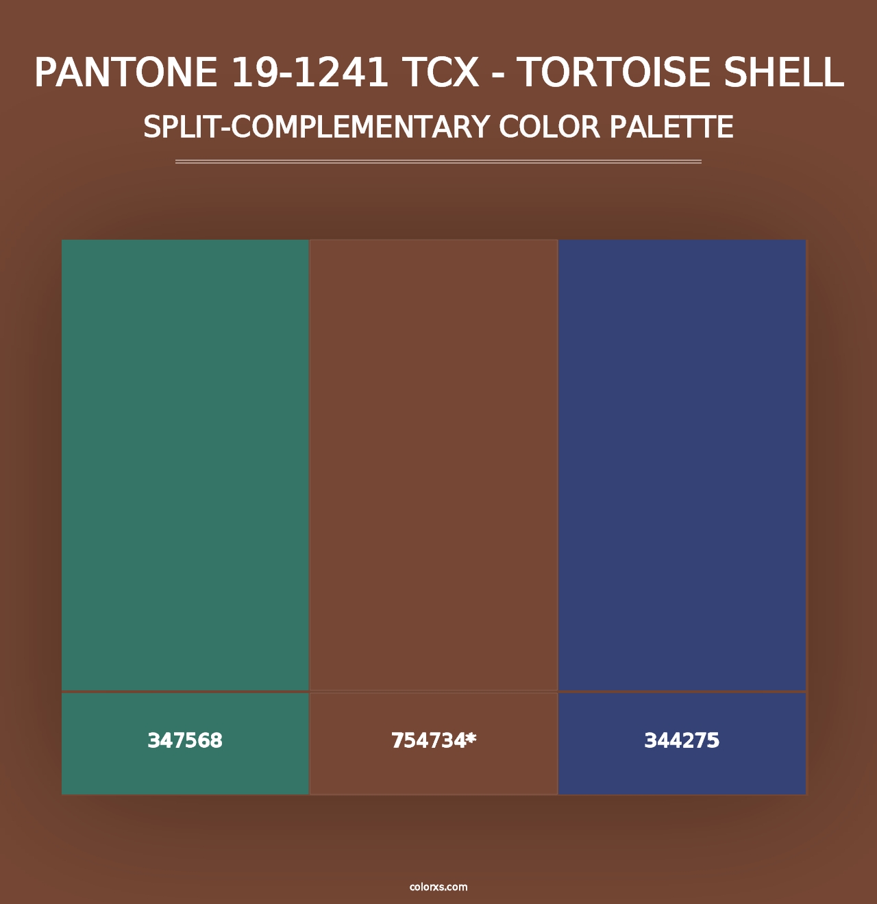 PANTONE 19-1241 TCX - Tortoise Shell - Split-Complementary Color Palette