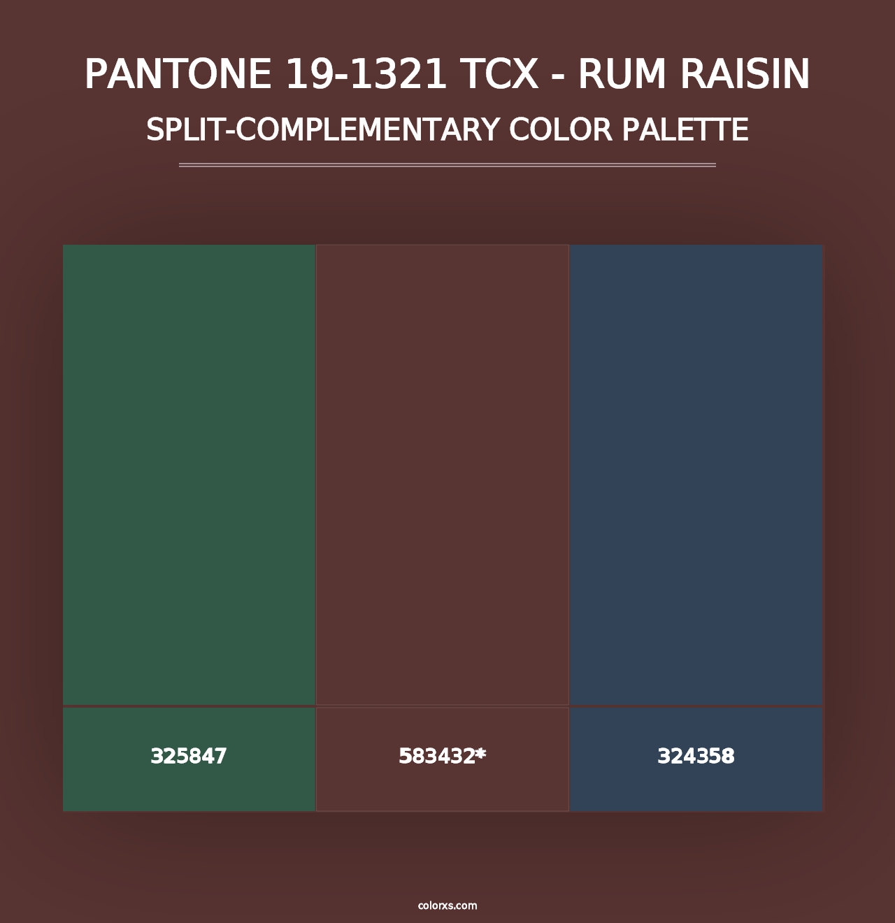 PANTONE 19-1321 TCX - Rum Raisin - Split-Complementary Color Palette