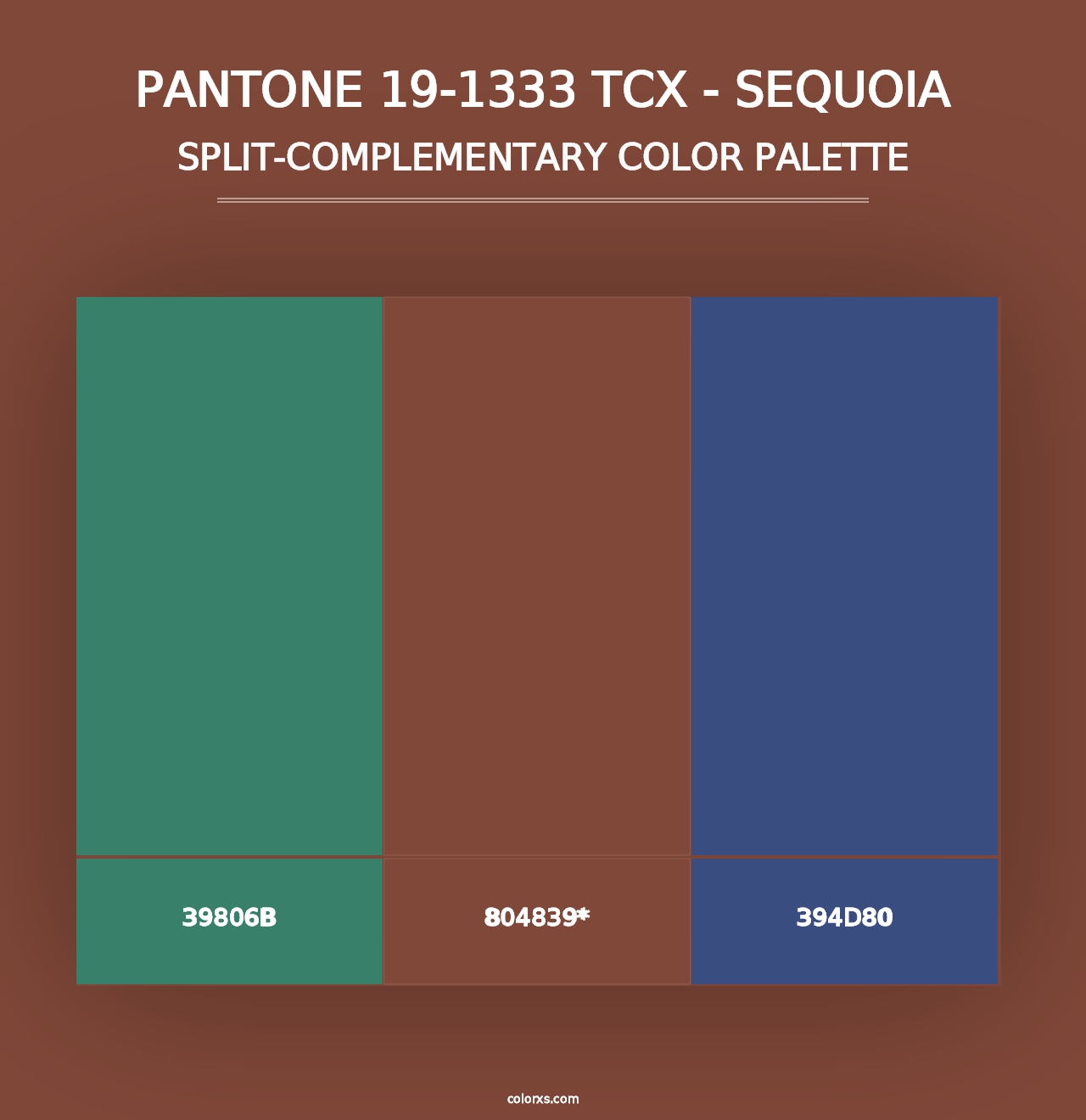 PANTONE 19-1333 TCX - Sequoia - Split-Complementary Color Palette