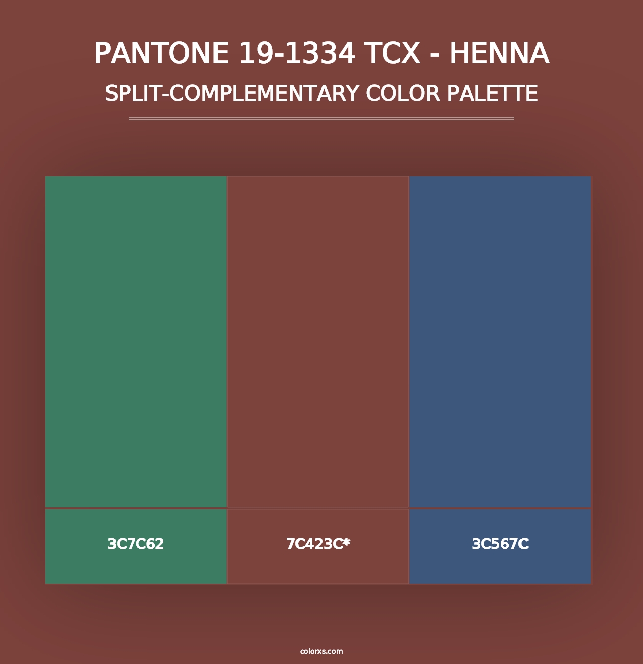 PANTONE 19-1334 TCX - Henna - Split-Complementary Color Palette