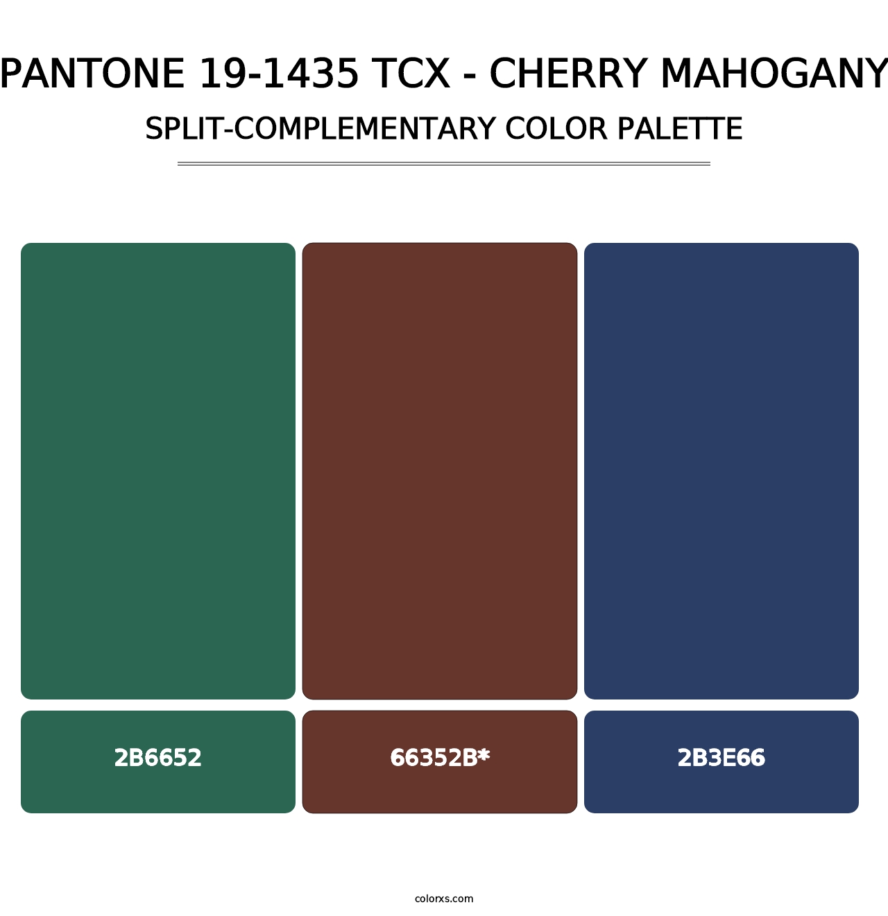 PANTONE 19-1435 TCX - Cherry Mahogany - Split-Complementary Color Palette