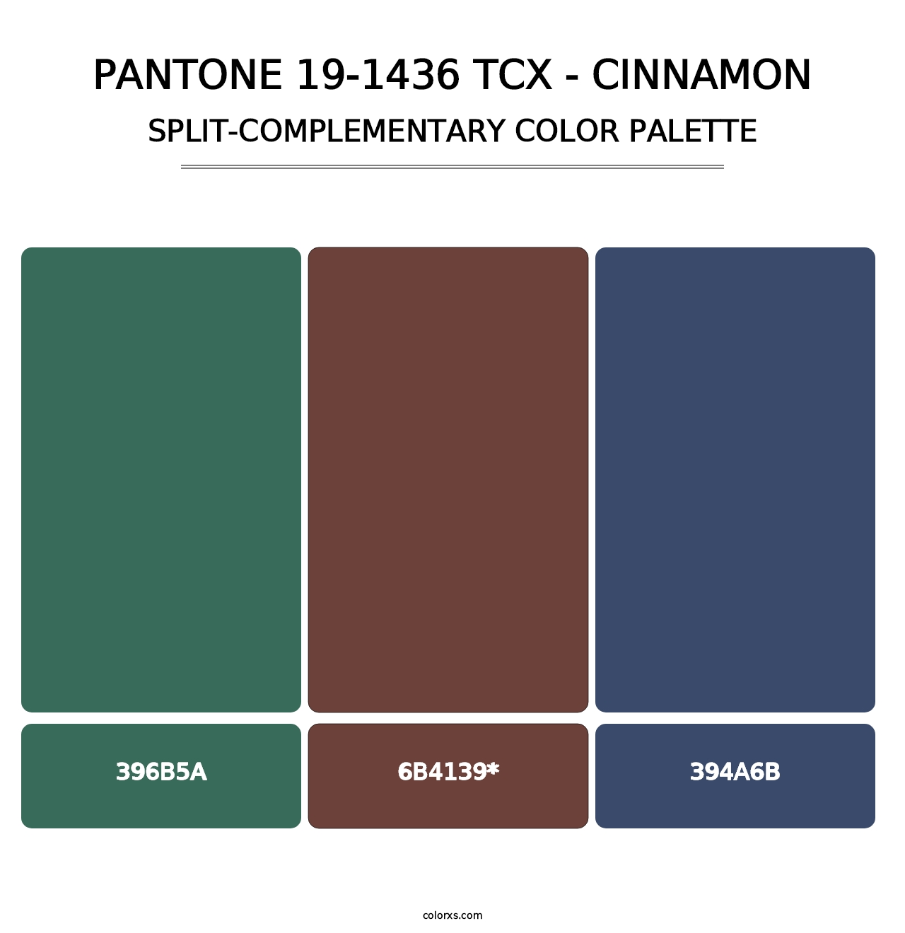 PANTONE 19-1436 TCX - Cinnamon - Split-Complementary Color Palette